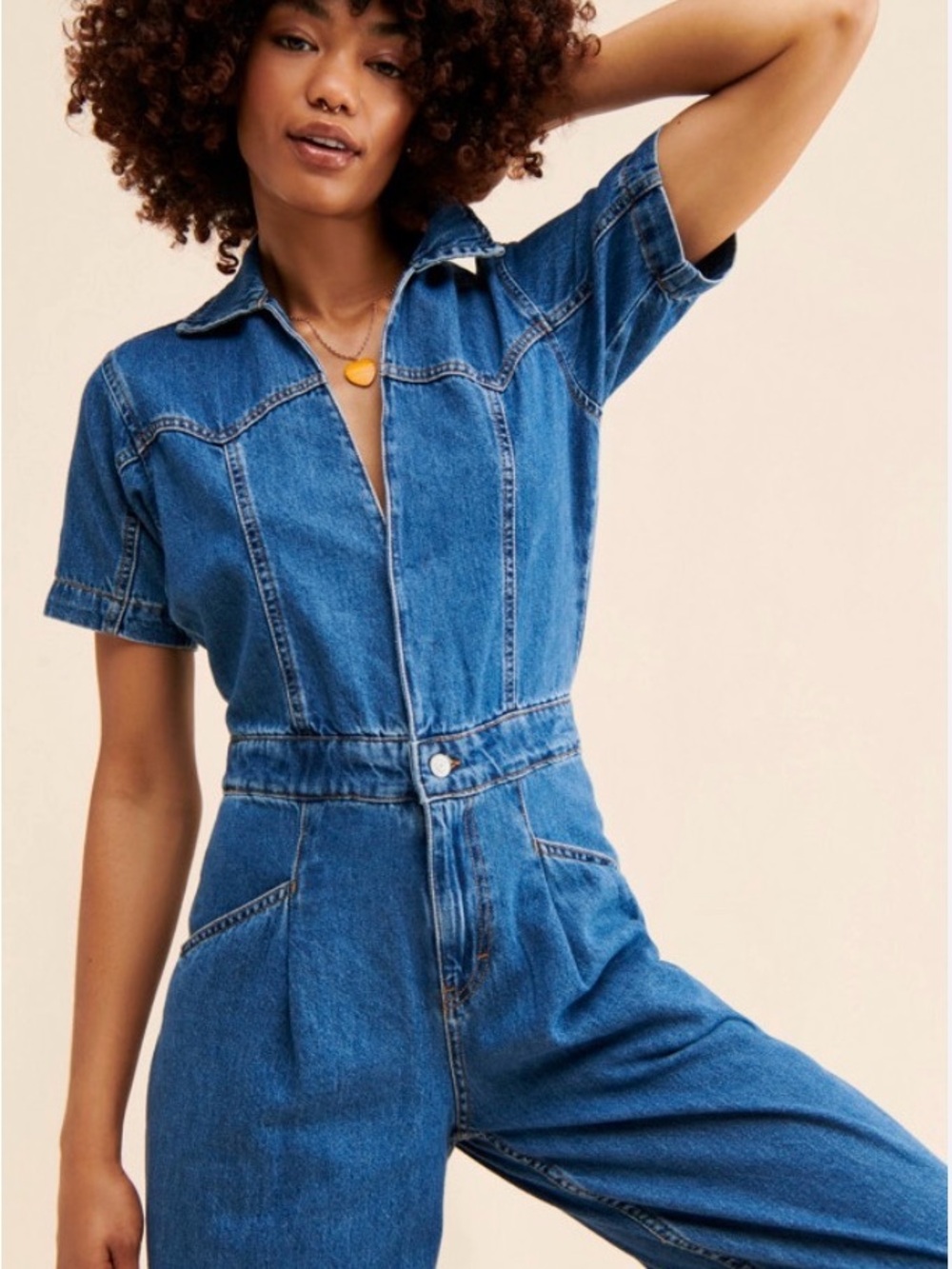 Free People Marla Denim Jumpsuit